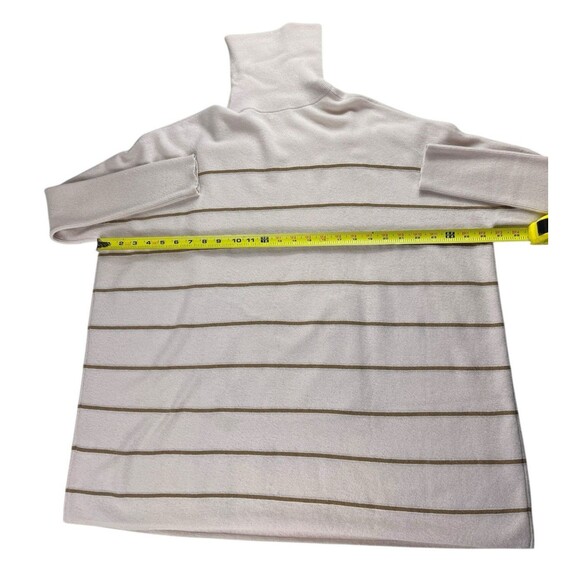 Garnet Hill Turtleneck Sweater Women Striped Wool Cashmere Size Medium Oversized - Picture 7 of 16